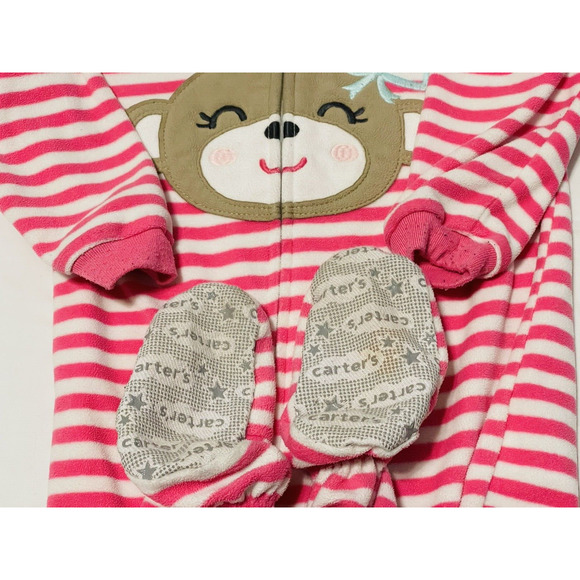 Carters Footed Pajamas Girls 18 Months Fleece Zip Spring Colors Animals Lot of 4 - Picture 4 of 13